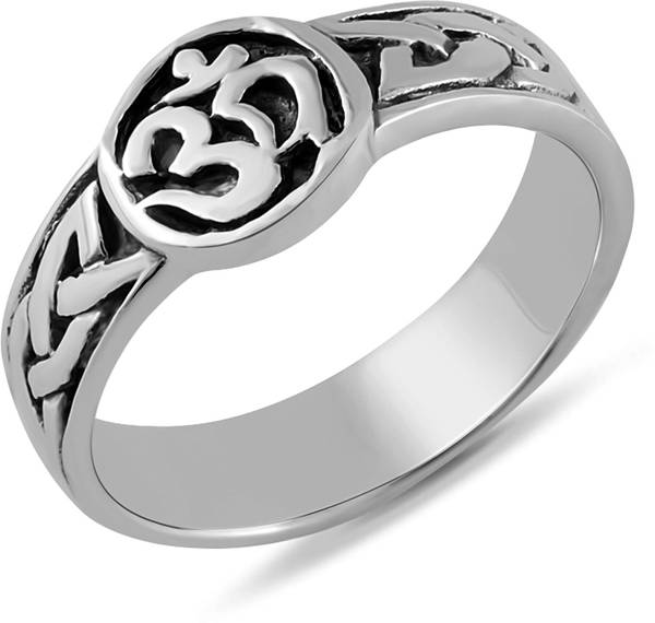 Gem O Sparkle 925 Sterling Silver Oxidized OM Engraved Ring, Stylish And Fashion Jewelry Sterling Silver Ring