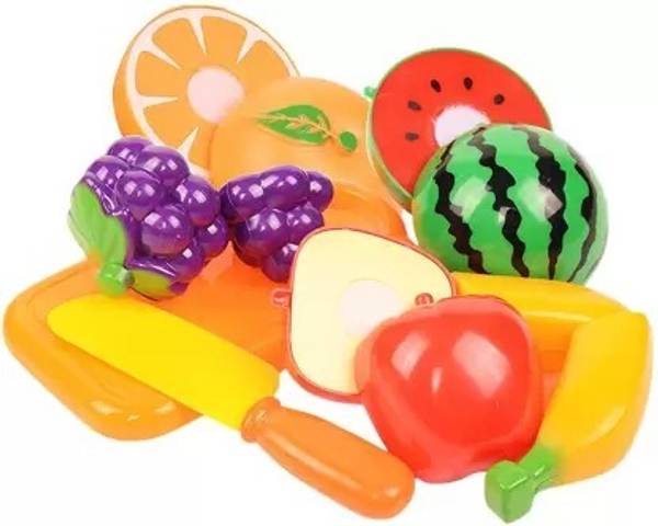 HK Toys Sliceable Fruits Cutting Play Toy Set, Can Be Cut In 2 Parts Set for Kids