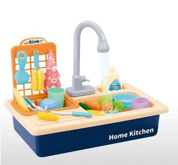 himanshu tex Kitchen Sets Dishwasher Play Kitchen Toy with Electric Water Wash Basin Blue