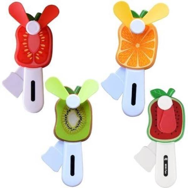 PRANCING UNICORN Kid's Hand Pressure Mini Fan Fruit Shape Cute Squeeze Toys(Pack Of 4)
