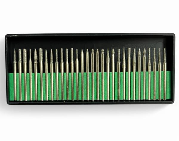 EPITECH MART 30Pcs 3mm Shank Titanium-Coated Diamond Burrs Set for Rotary Grinder Tools Grinding Polishing Carving Stone Jewelry Glass Ceramics Rotary...