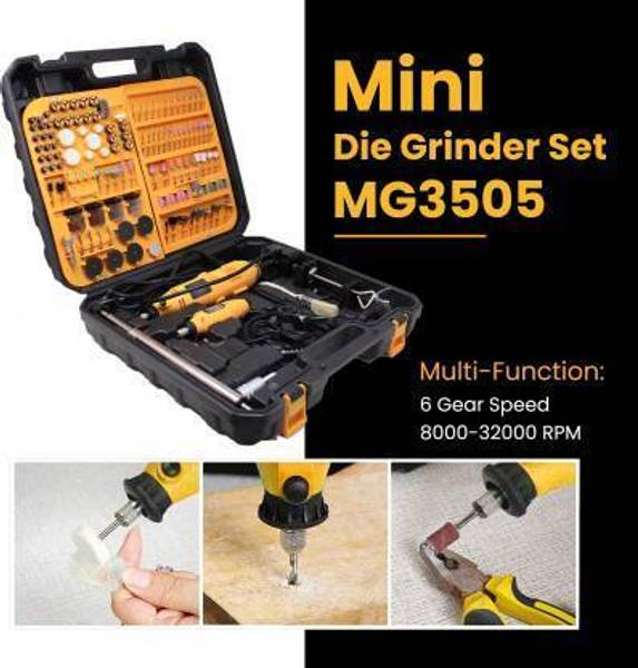 Maf Pro MG350S 350 Pieces Mini Rotary Die Grinder Kit with 2 Die Grinders,Flexible Shaft and Variable Speed for Drilling, Sanding, Buffing, Polishing,...