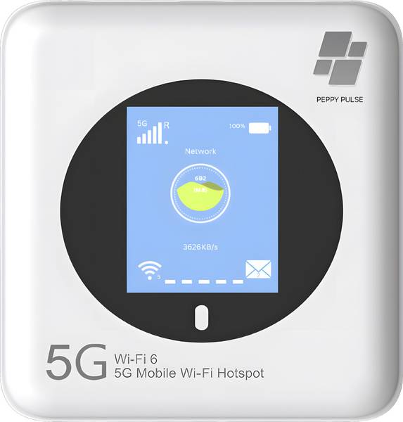 Peppy Pulse 5G MIFI Datacard | WiFi 6, LCD Display, Supports 5G SA only, 600 Mbps Router