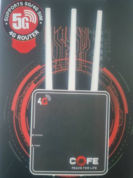COFE 5G Sim Router with Triple Antenna, Support All GSM Sim with 120 Mtr Range, Speed 300 Mbps 4G Router