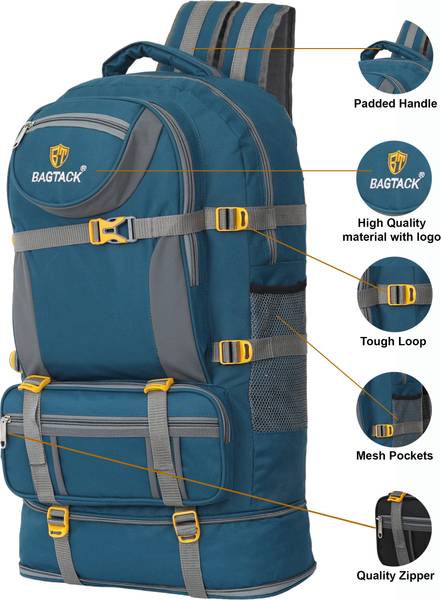 Bagtack Hi-Capacity Travel Rucksack Outdoor Sport Hiking Bag Trekking Bag 65 L Rucksack - 65 L