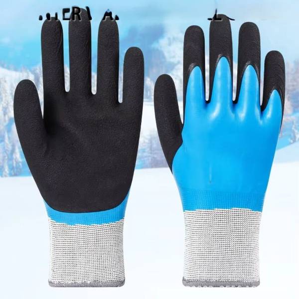 STYLERA 2 Pairs Waterproof Work Gloves Liquid Proof Black Double Coated Working Gloves Nitrile, Nylon Safety Gloves