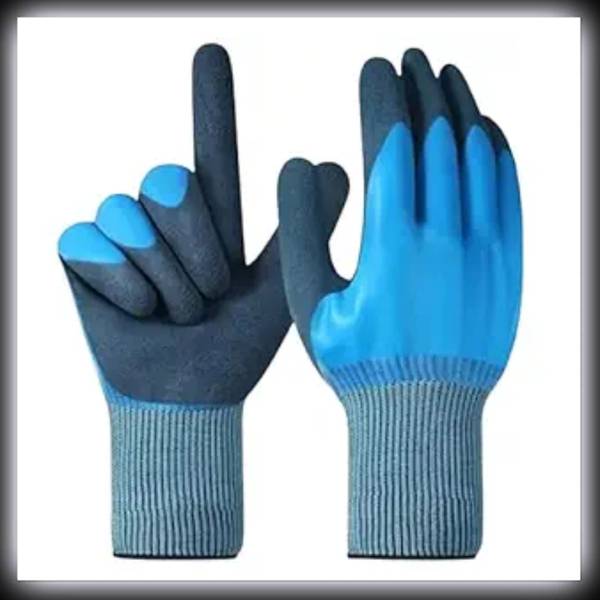 Donizard Waterproof Winter Work Liquid Cut Resistant Glove Insulated Double Latex Coated Nylon, Nitrile Safety Gloves