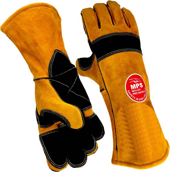 MULLICK PRO SAFETY MPS-003 Heat/Fire Resistant, Grill/Fireplace Welding /BBQ/Animal handling gloves Leather Safety Gloves