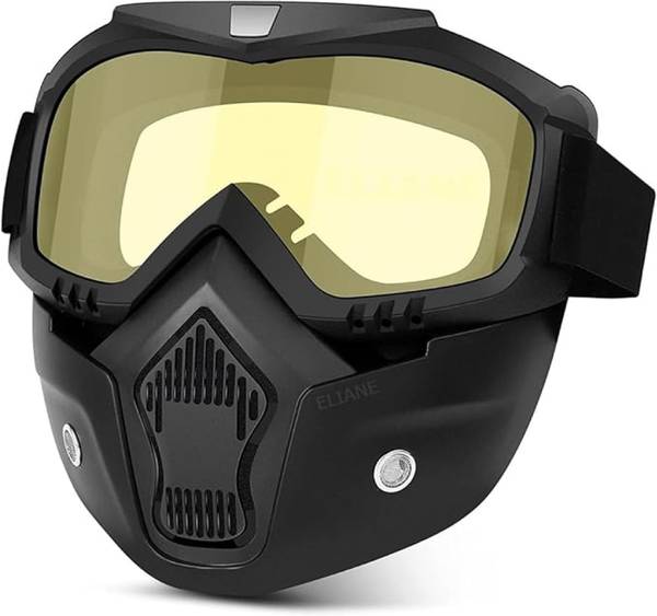 DheVan Y-01 Bike Riding Yellow Glass Goggles Face Dust Mask With Detachable Motorcycle Open Face Vintage Helmets Welding Safety, Blowtorch Safety Gogg...