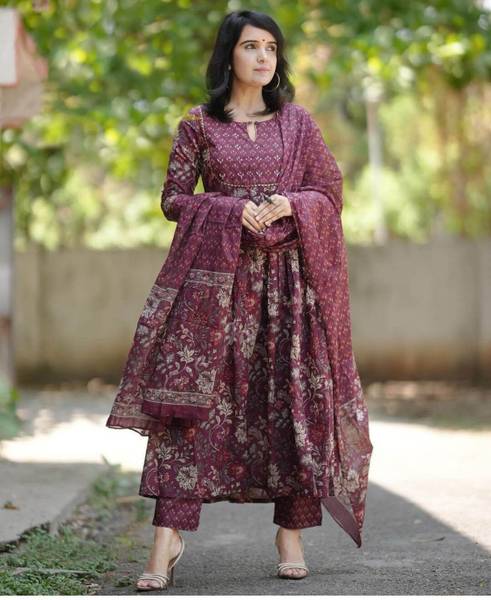 Sonali Fab Printed Anarkali Kurta, Bottom & Dupatta Set