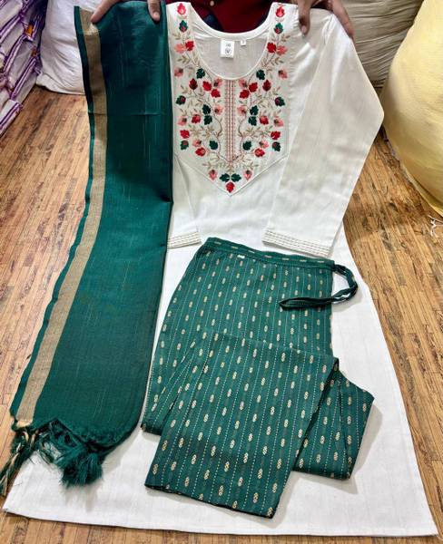 UMI CREATION Embroidered Kurta, Trouser/Pant & Dupatta Set