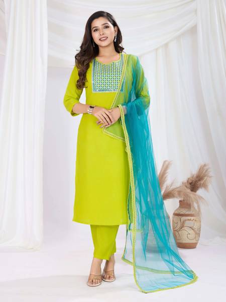 RAS RANI Embroidered Kurta, Salwar & Dupatta Set