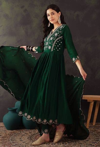 SheWill Embroidered Kurta, Trouser/Pant & Dupatta Set