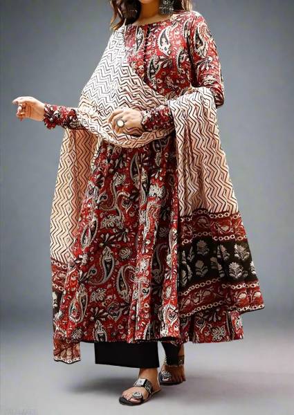 MAS Self Design Anarkali Kurta, Bottom & Dupatta Set