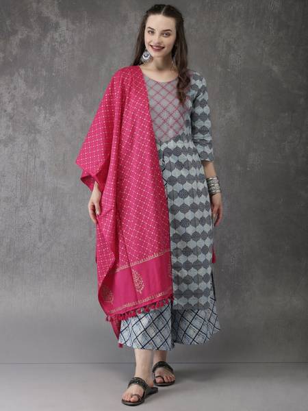 VELVYT Printed Kurta, Salwar & Dupatta Set