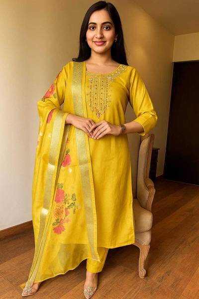 LIZORD FAB Embroidered Kurta, Trouser/Pant & Dupatta Set