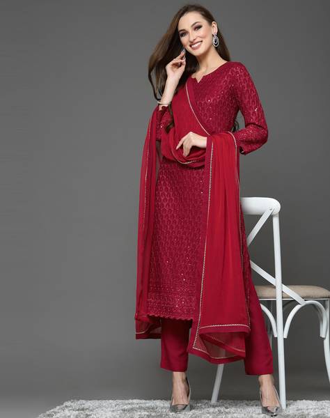 Tasrika Embellished, Embroidered Kurta, Salwar & Dupatta Set