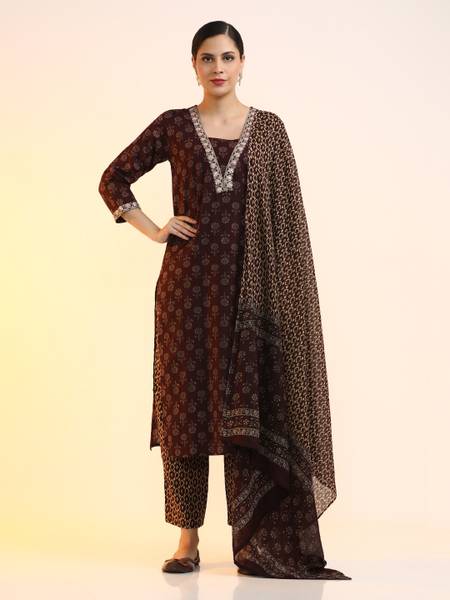 Jaipur Kurti Floral Print Kurta, Trouser/Pant & Dupatta Set