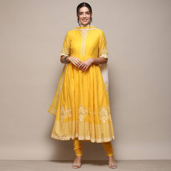 BIBA Printed Kurta, Churidar & Dupatta Set