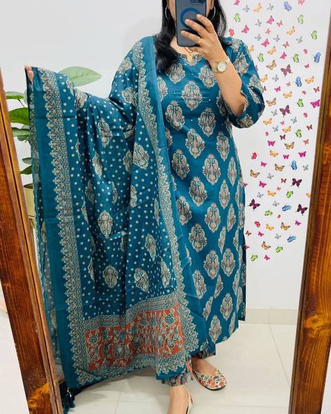 Clovita Printed Kurta, Salwar & Dupatta Set