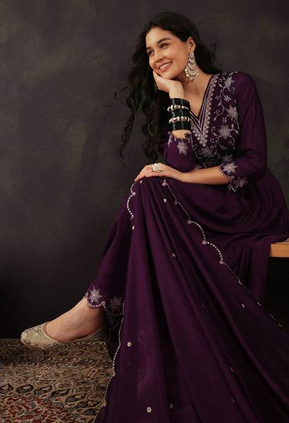 SheWill Embroidered Kurta, Trouser/Pant & Dupatta Set