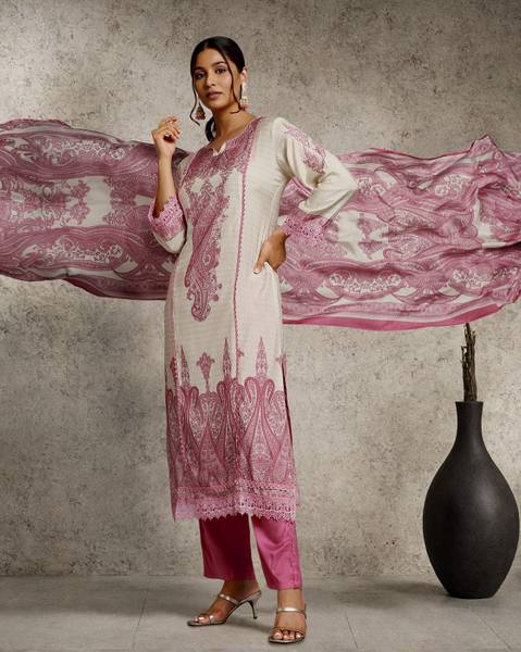 D W APPARELS Paisley, Floral Print, Color Block Kurta, Trouser/Pant & Dupatta Set
