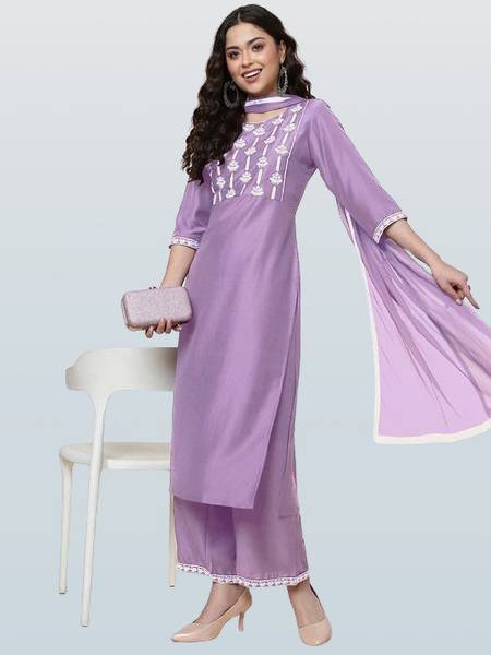 CLAVINET Embellished Kurta, Trouser/Pant & Dupatta Set