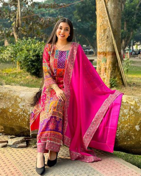 DHVIJA FASHION Printed, Self Design Kurta, Palazzo & Dupatta Set