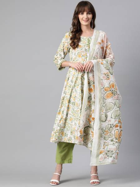 YURI'S Floral Print Kurta, Trouser/Pant & Dupatta Set