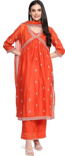 BIBA Embroidered Kurta, Trouser/Pant & Dupatta Set