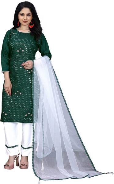 HV COLLECTION Embroidered Kurta, Churidar & Dupatta Set