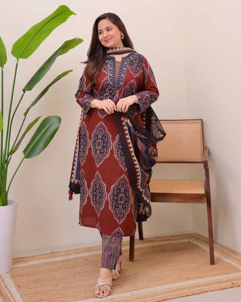 KULDEVYANI Printed Kurta, Trouser/Pant & Dupatta Set