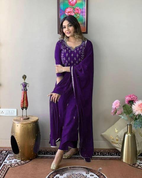 Dikey Embroidered Kurta, Trouser/Pant & Dupatta Set