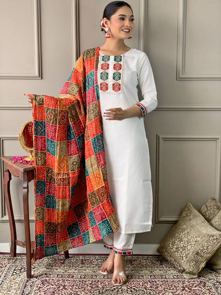 FancyFits Embroidered Kurta, Salwar & Dupatta Set