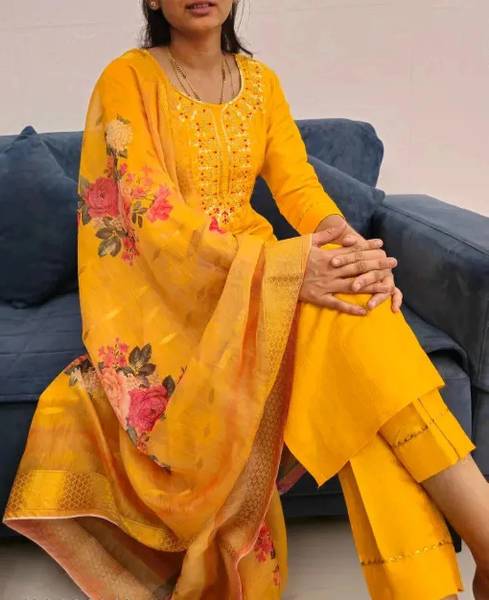 Abhydaya Fashion Embroidered Anarkali Kurta, Bottom & Dupatta Set