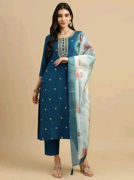 CLIW Embroidered Kurta, Trouser/Pant & Dupatta Set