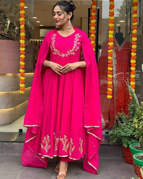 Angel western Embroidered Kurta, Trouser/Pant & Dupatta Set