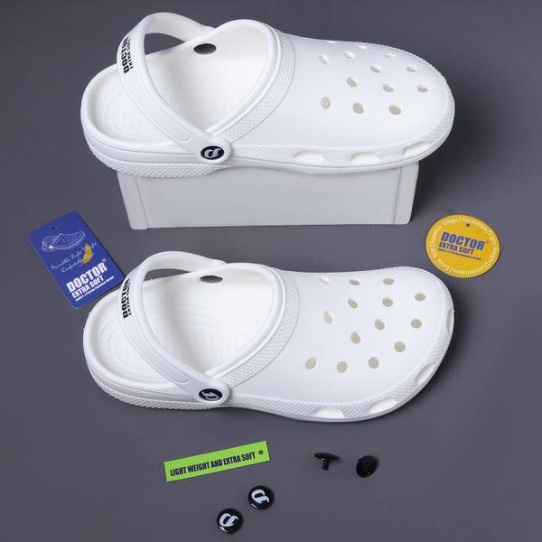 DOCTOR EXTRA SOFT Classic Casual Doctor Extra Soft Clogs/Sandals with Adjustable Back Strap Men White Clogs