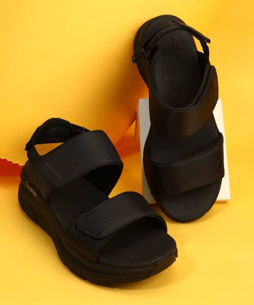 Skechers ladies black sandals cheap