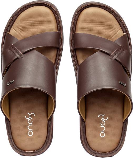 one8 By Virat Kohli Wingman Light-weight Comfortable Leather Slippers/Chappals Men Brown Flats