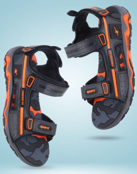 Sparx Men Black, Orange Sports Sandals