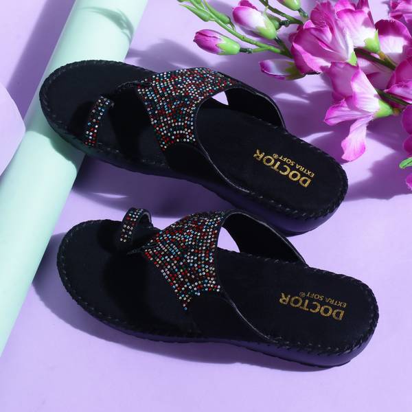 DOCTOR EXTRA SOFT Women's Flat Memory Foam Slippers/Flip-Flops Fancy Fashion Stylish Comfortable Women Flats