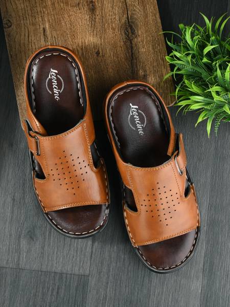 LEONCINO Men Sandals | Slippers For Men | Memory Form Footbed | Stiched | Casual | Men Sandals