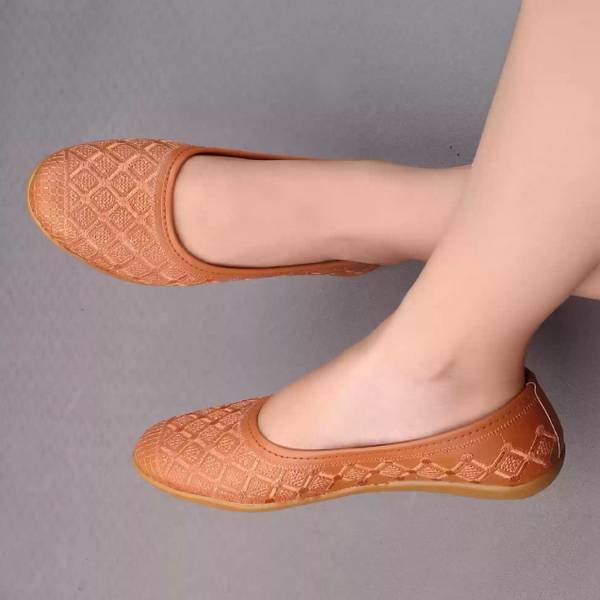 NOWRY Jaipuri Embroidery Ballerinas / Girls Stylish Juttis For Wedding Party / Womens Women Brown Bellies