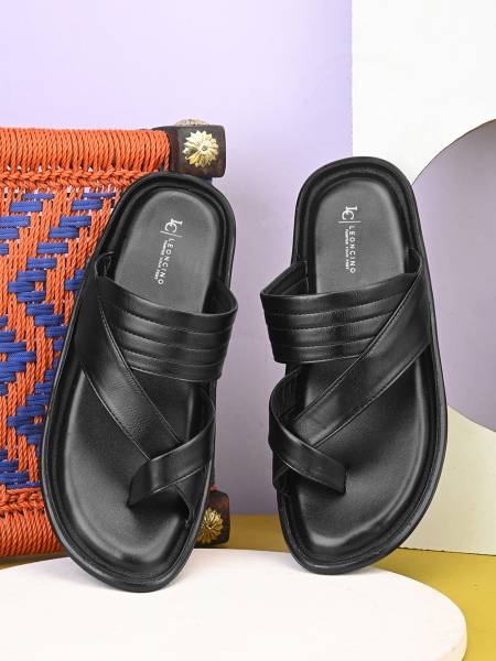 LEONCINO Trendy Men's slippers|Sandal|durable|Ethnic| causal wear|3 color option Men Black Casual