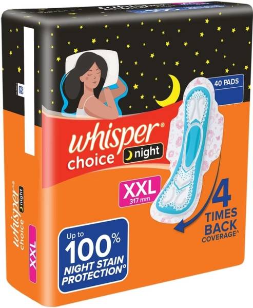 Whisper Ultra Overnight Sanitary Pad For Women With Wings - XXl 40 Pads Sanitary Pad