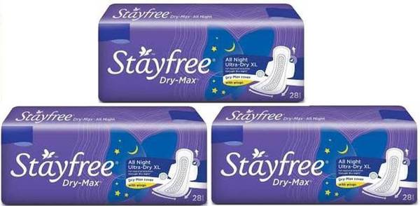 STAYFREE drymax all night ultra-dry xl 28+28+28 Sanitary Pad