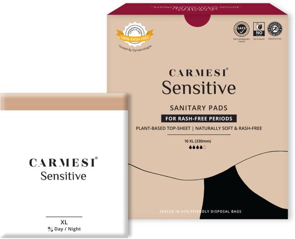 Carmesi Sensitive - Sanitary Pads for Rash-Free Periods (10 XL) Sanitary Pad