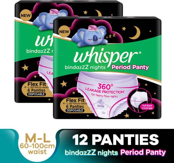 Whisper Bindazzz Nights Period Panties Combo Sanitary Pad