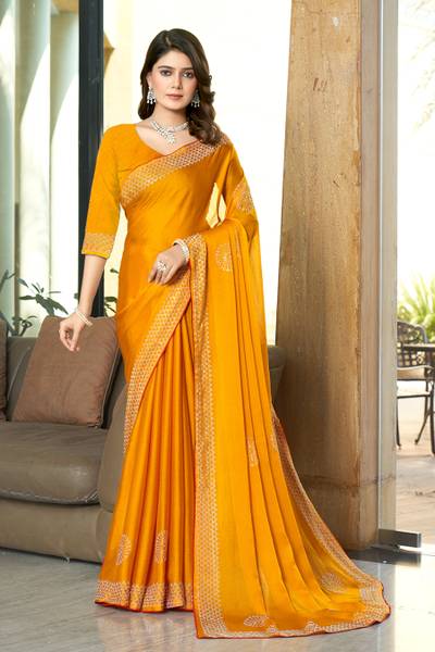 Emv Everymoment Vouge Embellished, Embroidered Bollywood Chiffon Saree